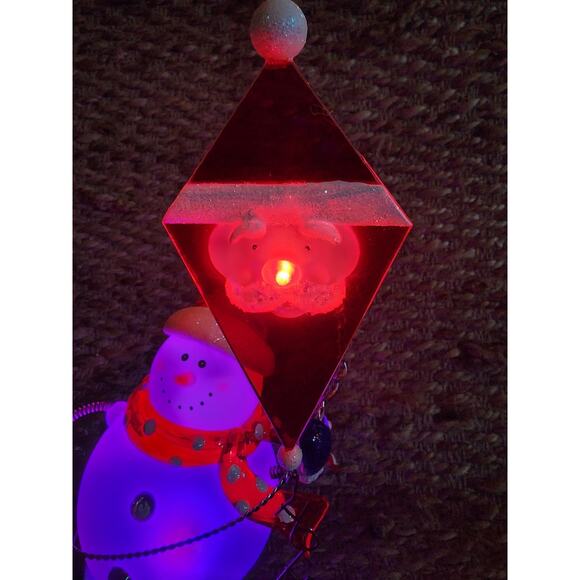 Vtg. Lighted Acrylic Skiing Bobble Christmas Snowman Santa Kite JC Penny Holiday - Picture 13 of 15